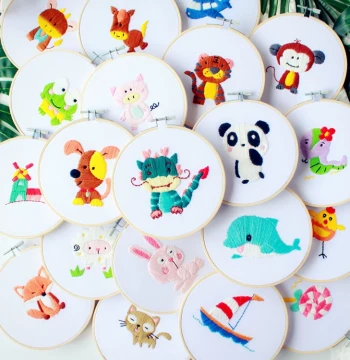 Handmade Edge Cartoon Children's Embroidery DIY Material Kit Parent-Child Toy Preschool Student Embroidery Hands-On Educational