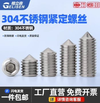 304 Stainless Steel Cone Point Set Screw Headless Hex Socket Grub Screw M3 M4-M6