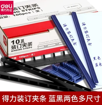 Deli Binding Machine Combs, 10-Pack 3mm Plastic 10-Hole Strips, 5mm 10mm 15/20/25/30/35mm Press Strips, 10-Hole Binding Strips 100-Pack