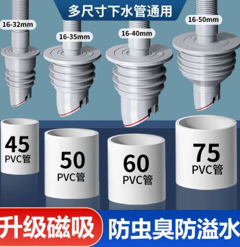Kitchen Drain Pipe Sealing Plug, Silicone Ring Cap for Washing Machine Drain Pipes (50/75mm), Anti-odor Stopper