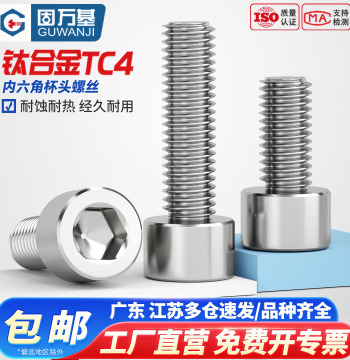 Guwanji TC4 Titanium Alloy Hex Socket Screws National Standard Cylinder Head Bolts Cup Head Extended Screws M1.6-M24