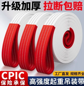Lifting Sling 3 Ton National Standard Flat Webbing Industrial Overhead Crane 5 Ton 2 Ton 6 Meter Tie-Down Strap Car Tow Rope