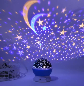 Creative Dreamy Starry Sky Projection Lamp – Rotating Projector Night Light for Bedroom, Christmas & Birthday Gift (Stars & Moon)