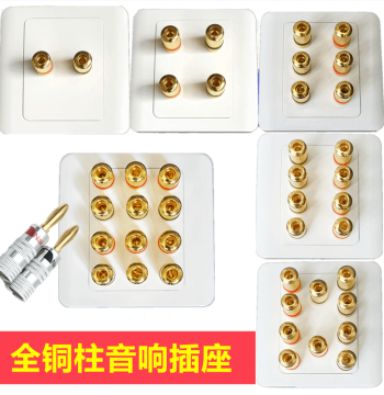 Type 86 Pure Copper Audio Socket: 5.1/7.1 Amplifier Speaker Terminal Posts, Banana Plugs, and Panel Connectors
