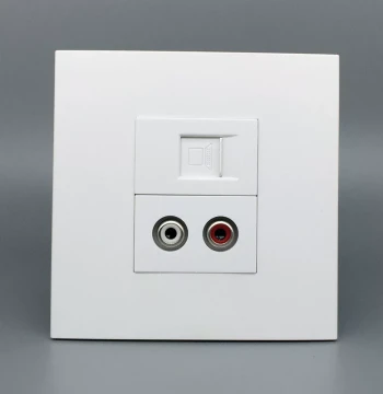 86-Type AV Dual RCA Red/White Audio + Cat6 Ethernet Computer Socket – Concealed Gigabit Network & Audio Wall Panel