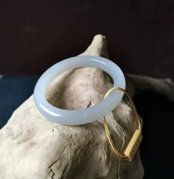 Hetian Jade Ice Base Smoky Violet Ice Clear Water Icy Lustrous High Cost-Performance Jade Bangle Aged Mature Material Classical Style