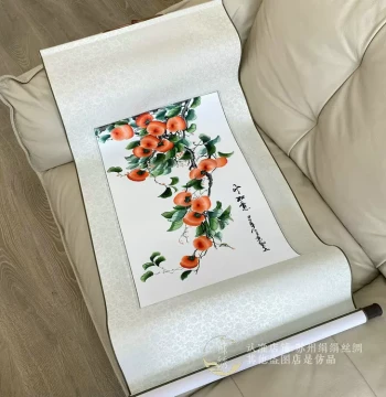 Ready-to-Hang Pure Silk Embroidery Finished Product Su Embroidery Decorative Painting Soft Mounting Modern Entryway Study Dining Room Wall Art Gift for Going Abroad