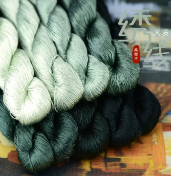 No. 43 Mulberry Silk Embroidery Thread for Su Embroidery, Wrapped Flower Hairpin and Hair Accessory Materials, Handmade Embroidery Thread, Big Onion Green