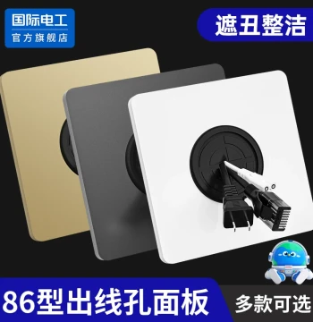 Blank Wall Plate with Cable Exit Hole, Decorative Cover for 86-Type Socket, TV Wall Hole Plug, White Perforated Panel