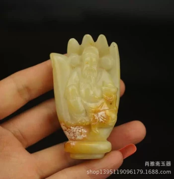 Antique Collectibles Miscellaneous Ancient Jade Old Jade Imitation Xiuyuan Handheld Wealth Attractor Piece God of Wealth Hand Play Item