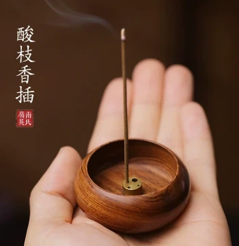Rosewood Ebony Wooden Mini Incense Holder Incense Stand Incense Base Travel Indoor Aromatherapy Sandalwood Agarwood Multi-hole Stick Incense Burner