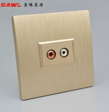 Brushed Gold Type 86 Weld-Free RCA Audio Jack Socket Panel Champagne Color Angled Wiring AV Port Audio Socket