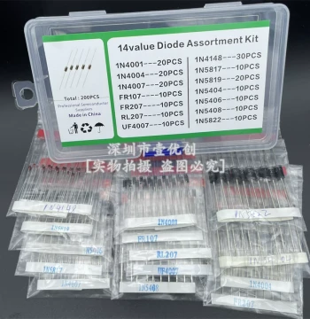 200-Piece Kit with 14 Specifications: Switching Transistors/Fast Recovery/Rectifier/Schottky Diodes Box Set, Commonly Used