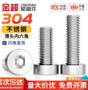 304 Stainless Steel Low Profile Hex Socket Screws DIN7984, Short Head Extended Bolts M3 M4 M5 M6 M8 M10 M12