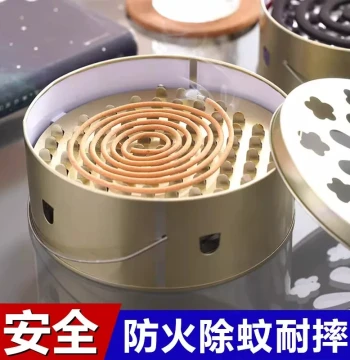 Creative Mosquito Coil Box Tray Stand Household Sandalwood Box Safety Lid Portable Fireproof Ash Catcher Mosquito Coil Holder
