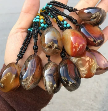Natural Agate Raw Stone Pendant Wholesale Exquisite Sardonyx Handpiece Car Hanging Raw Stone Necklace Sweater Chain
