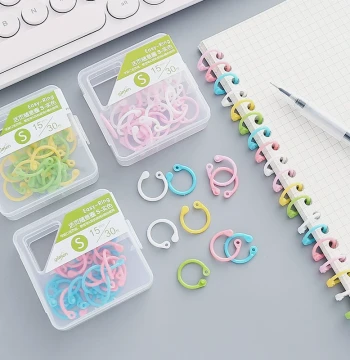 Jumen Loose-Leaf Binder Rings Openable Random Circle Planner Loose-Leaf Paper Buckle Ring Album Book Ring Book Loop Card File Storage Fixed Clip Binding Punch Colorful Plastic Ring Buckle Loose-Leaf Circle Creative Stationery