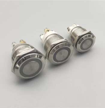 Self-Locking Reset 16 19 22mm Metal Push Button Switch Splash-Proof Round Flat Head Four Screw Feet with LED Light