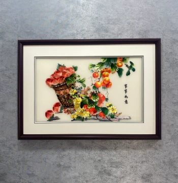 New Chinese Style Home Art 'Everything Goes Well' Persimmon Chinese Corridor Dining Room Living Room Decorative Painting Su Embroidery Hanging Art