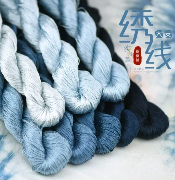 No. 73 Mulberry Silk Embroidery Thread, Large Spool for Su Embroidery and Wrapped Flower Crafts, Prussian Blue Series