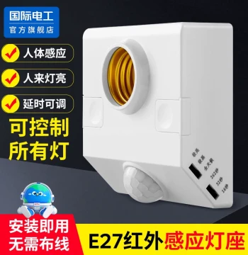 E27 Lamp Holder with PIR Motion Sensor and Delay Switch