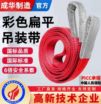 Chenghua National Standard Colored Flat Lifting Sling 3/5/10 Ton/Meter Double-Loop Industrial Polyester Crane Sling Lifting Rope