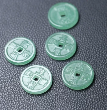 25mm Natural Aventurine Jade Five Emperor Coins Pendant: Qianlong, Shunzhi, Kangxi, Yongzheng, Jiaqing Ancient Coin Jade Pendant