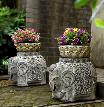 Elephant Imitation Stone Stools, Stone Pier Bases, Stone Drum Door Stops, Chinese Courtyard Entrance Pair, Guardian House Guardians for Homestays and Flower Pots