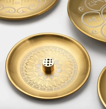 Incense Stick Base Lotus Brass Incense Holder Ash Catcher Incense Plate Stand Customizable Home Indoor Censer