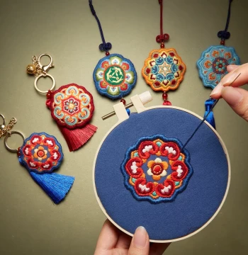 Fangyangban Peace Talisman Handmade Embroidery DIY Material Kit Keychain Couple Cauldron Ceiling Sachet Pouch Fortune Gift