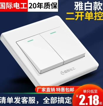 International Electrician Concealed Type 86 Switch Socket Wall Panel, Home Lighting Double-Gang Two-Way Single-Control Switch