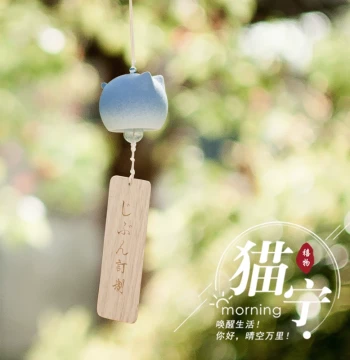 Handmade Cute Colorful Cat Wind Chime Ornament Japanese Style Door Bell Constellation Energy Birthday Gift