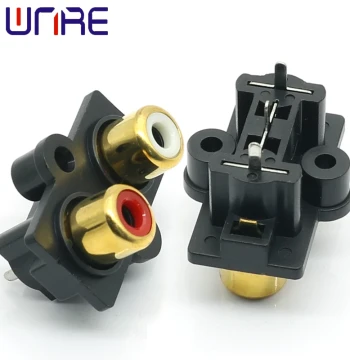 RCA-207C Gold-Plated Red/White Dual-Hole Lotus Socket RCA Socket Audio Female Jack Speaker Video Interface