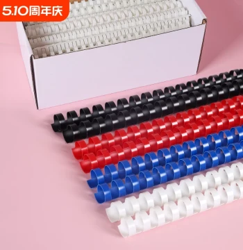 Plastic Comb Binding Rings 21-Hole for Comb Binding Machines, 6-51mm, Black/Blue/Red/White, 100pcs, Round Loose-Leaf Binder Rings