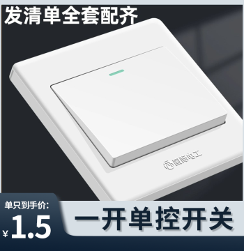 International Electrician Type 86 Switch Socket Panel Household Wall Single Gang Light Switch Single Pole 1-Gang One-Way Control Switch