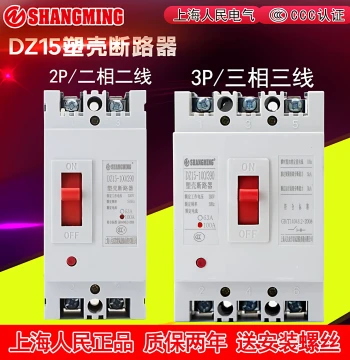 Shanghai People Air Switch Two-Phase Circuit Breaker Three-Phase Switch Air Switch 2P 3P Household Protector