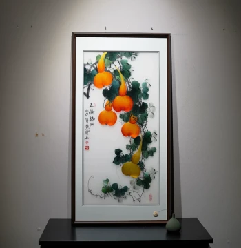 New Chinese Style 'Five Blessings Arrive at the Door' and 'Rolling Fortune' Symbolic Painting for Entryway and Hallway, Pure Handmade Embroidery Su Embroidery Decorative Art