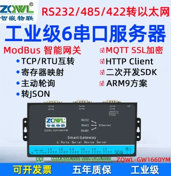 [ZQWL IoT] Serial Server 6-Port RS232/422/485 to Ethernet Module 485 to Network Port MQTT Serial to Network Communication Modbus Gateway TCP/RTU Conversion