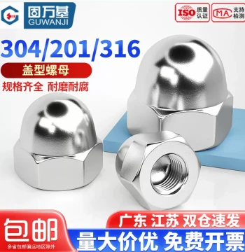 304/201/316 Stainless Steel Acorn Nuts, Decorative Cap Nuts, Fine & Reverse Thread, Round Dome Caps