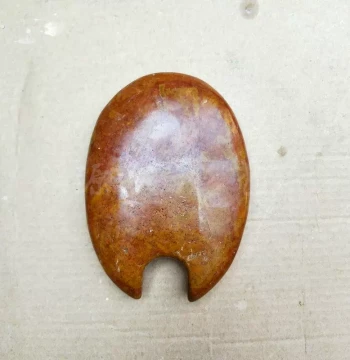 Red Bian Stone Large Round Massage Tool, Gua Sha Board, Bian Stone Comb