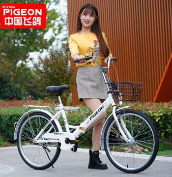 Flying Pigeon Folding Bicycle for Men and Women, Lightweight Pneumatic-Free 22/24 Inch, Variable Speed Bike for College Students and Adults Commuting