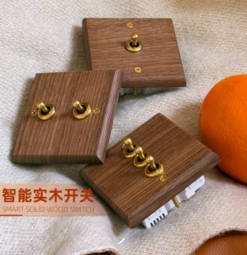 Black Walnut Wood Smart Switch, Integrated with Mi Home APP, Toggle Type 86 Standard Zero-Fire Version Mesh2.0, Solid Wood by PIALT