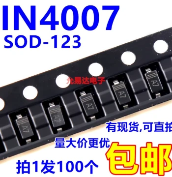 SMD Rectifier Diode 1N4007 Marking A7 SOD-123 1206 [100 Pieces]