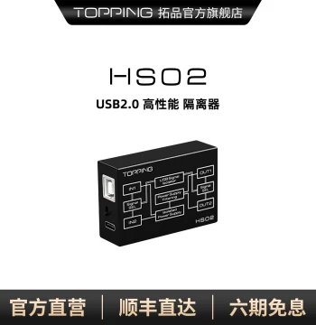 TOPPING HS02 High-Performance USB 2.0 Isolator, Low Latency, Eliminates Ground Loop Noise and Hum