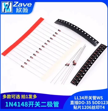 1N4148 Switching Diode LL34: Through-Hole DO-35, SOD123, Surface-Mount 1206 with Marking T4