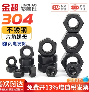 Black 304 Stainless Steel Hex Nut Assortment M2.5 M3 M5 M6 M8 M10 M12 M14 M16