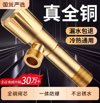 Brass Bathroom Angle Valve Triangle Valve Cold and Hot Water Universal Full Valve Switch 4-Point Water Valve Outlet Divider Extended Model