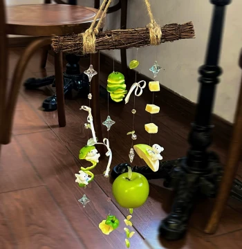 Singin' in the Rain | Grow Up Happy Green Apple Element Original Wind Chime Balcony Hanging Ornament Gift Birthday DIY Material Kit