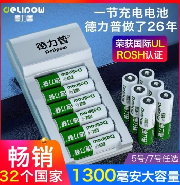 Delipow Rechargeable Batteries AA High Capacity Set Universal Charger for Toys AAA 1.2V NiMH