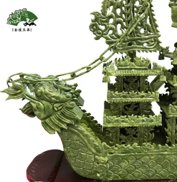 Selected Factory 60cm/1m Smooth Sailing Dragon Boat Jade Craft Ornament: Home Decor Display Piece